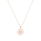 Amuleto de poder femenino Seed of Life, cadena de calcedonia blanca, chapado en oro rosa