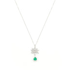 Aura Cleansing Lotus Necklace – Green Agate – White Rhodium | Seen in Vanity Fair UK