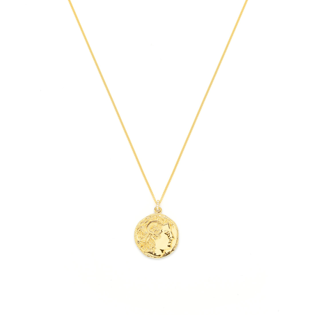 Alexander the Great Bust Antique Coin Necklace, Unisex, 18K Gold Over Sterling Silver