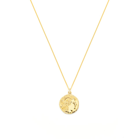 Alexander the Great Bust Antique Coin Necklace, Unisex, 18K Gold Over Sterling Silver