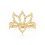 Illuminate Lotus Ring – White Topaz Pavé – 18K Gold Plated Spiritual Jewelry