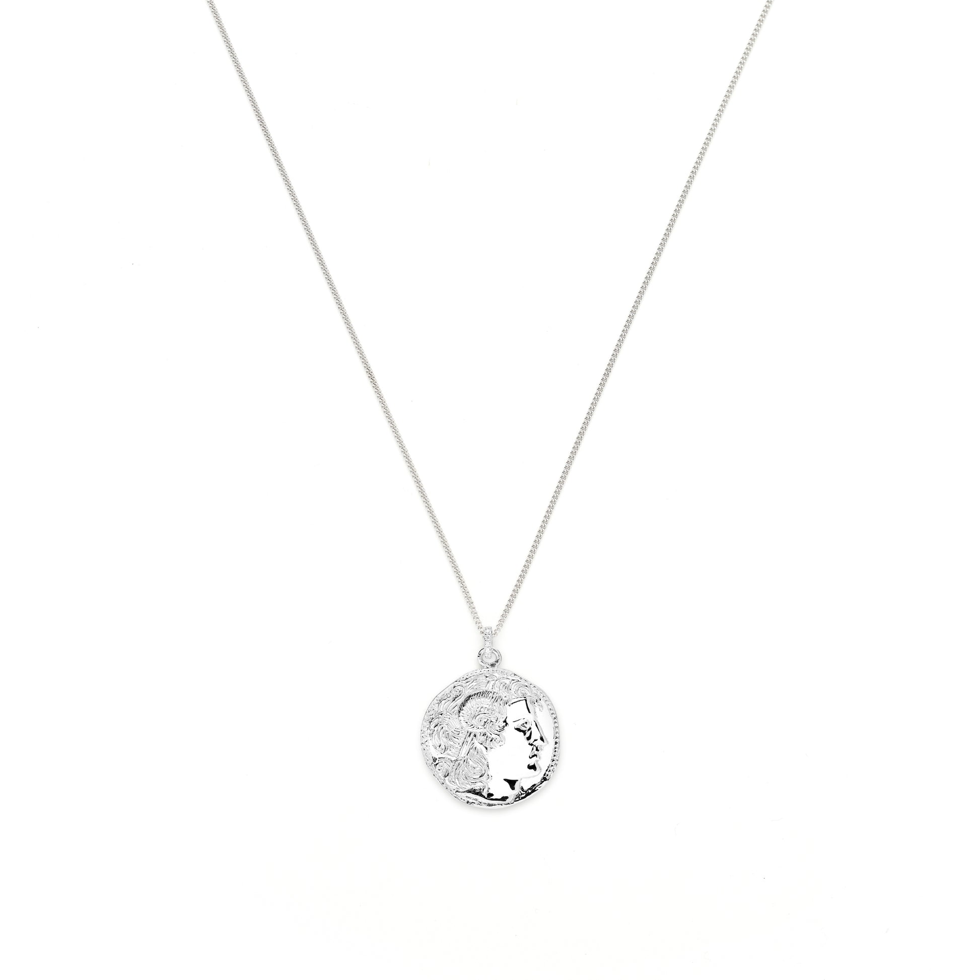 Alexander the Great Bust Antique Coin Necklace, Unisex, 18K Gold Over Sterling Silver