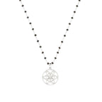Collar Semilla de la Vida para Limpieza Energética – Espinela Negra – Joyería Espiritual de Rodio Blanco