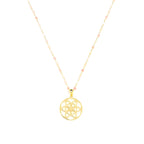Spiritual Radiance Seed of Life Necklace – Pink Opal – 18K Gold Finish