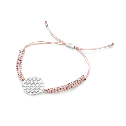 Heart in Bloom Flower of Life Woven Bracelet, Taupe, 18k Gold, One Size