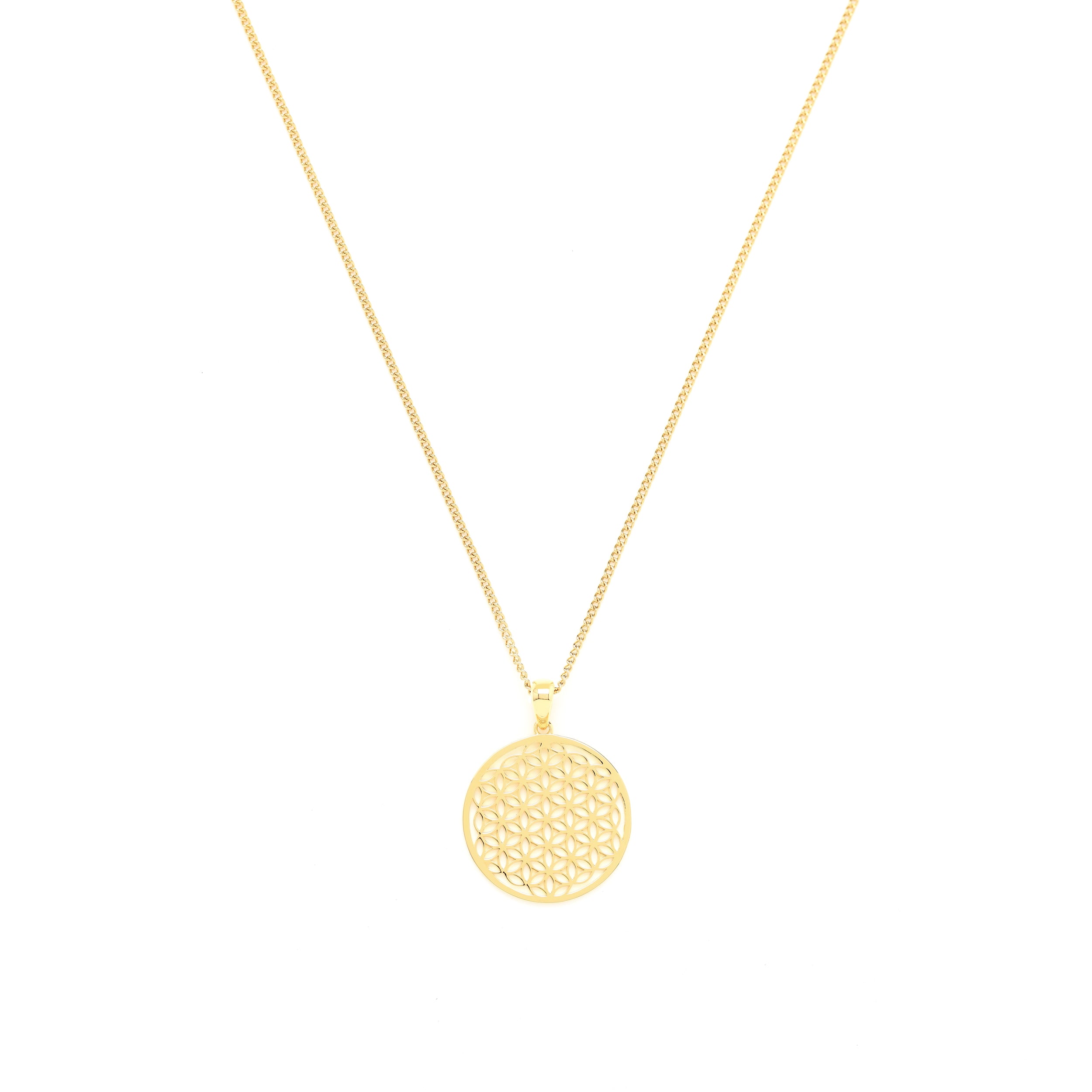 Flower of Life Necklace – 18K Gold – All Gender Sacred Geometry Jewelry