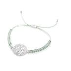 Pulsera de la amistad Sri Yantra Suerte y Prosperidad - Oro de 18k - Verde Salvia - Talla única