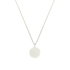 Flower of Life Necklace – White Rhodium – All Gender Sacred Geometry Jewelry