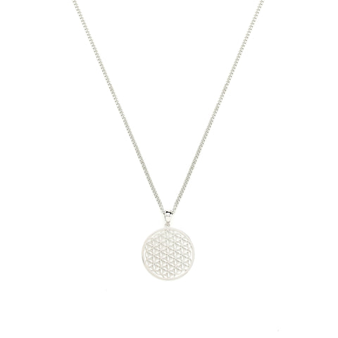 Flower of Life Necklace, White Rhodium, All Gender