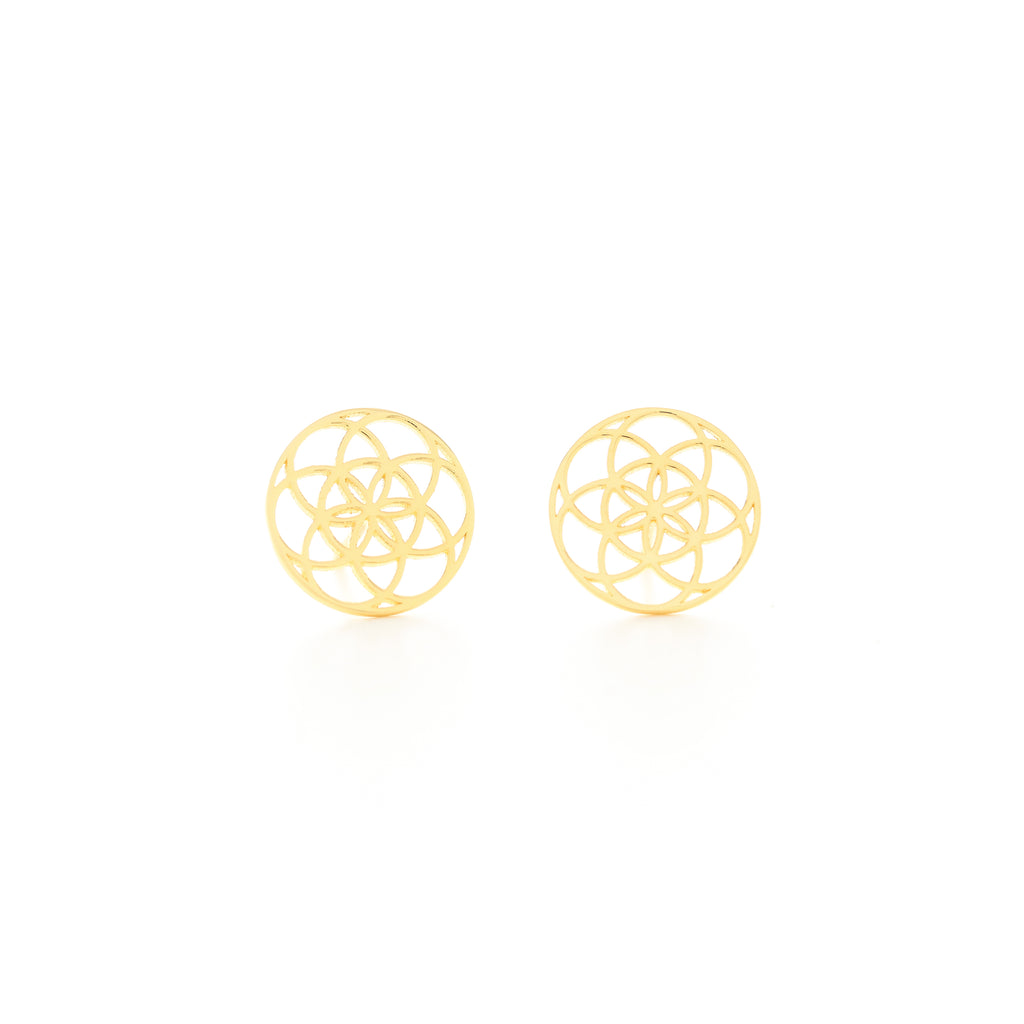 Seed of Life Stud Earrings - 18k Gold