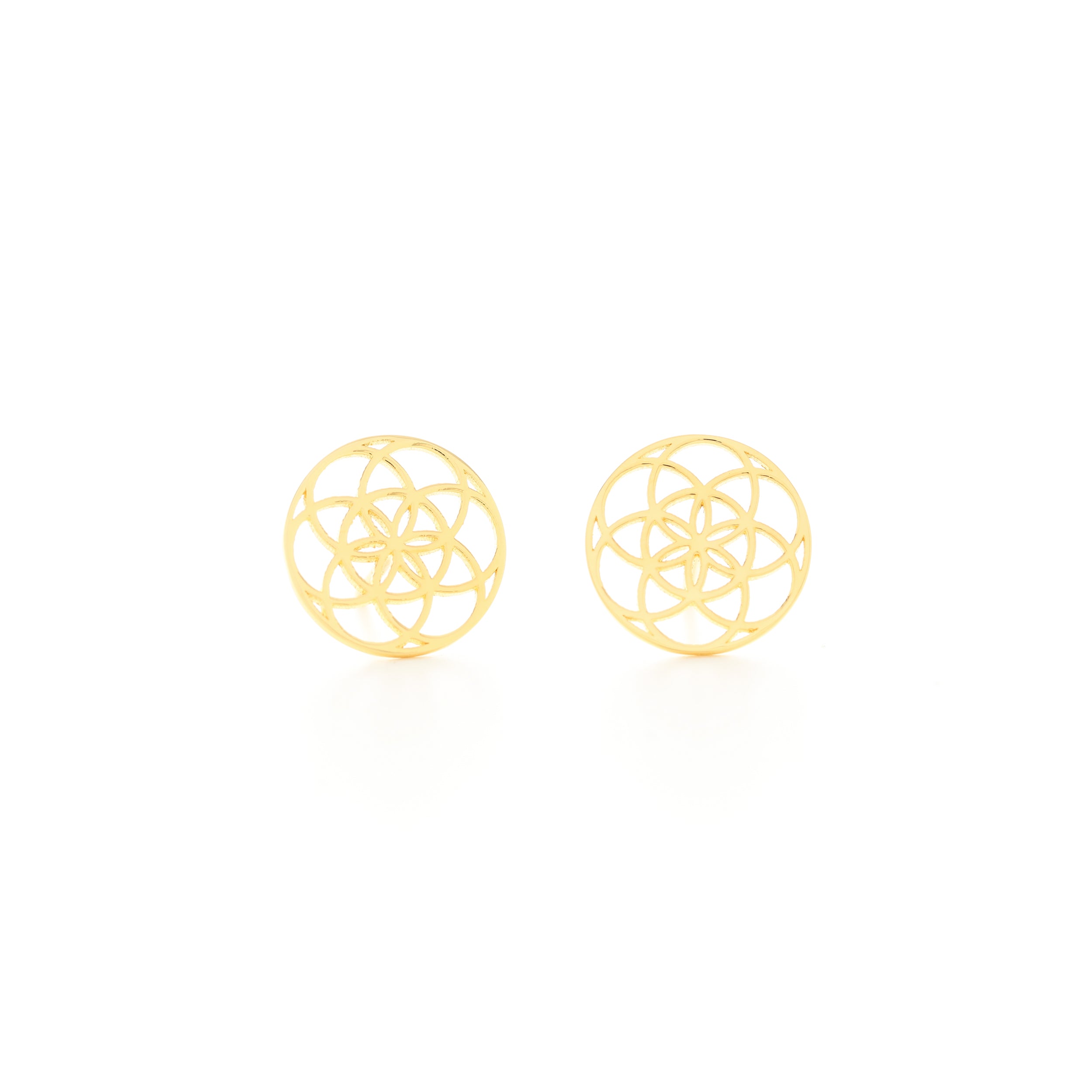 Seed of Life Sterling Stud Earrings - White Rhodium