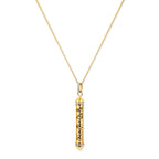 OM MANI PADME HUM 18k Gold, White Topaz Prayer Necklace, 22 inches