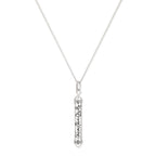 OM MANI PADME HUM Sterling Silver White Topaz Prayer Necklace - White Rhodium - 22 inches