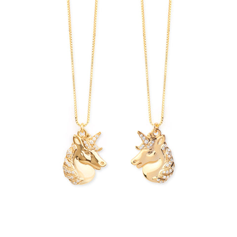 "Partners in Magic" Mystical Unicorn Necklace Pair, Best Friends, Mommy & Me