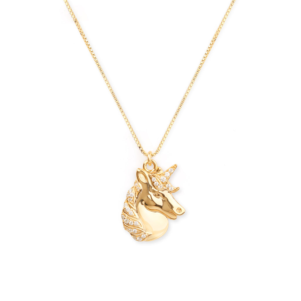 Mystical Unicorn Necklace, 18k Gold Over Sterling Silver
