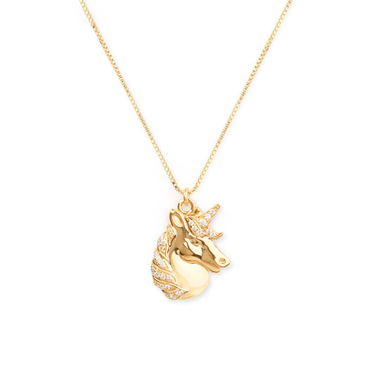 Mystical Unicorn Necklace, 18k Gold Over Sterling Silver