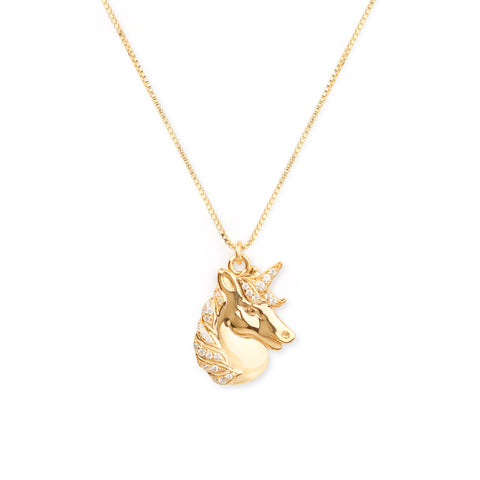 Mystical Unicorn Necklace, 18k Gold Over Sterling Silver