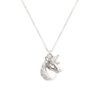 Collar Unicornio Místico, Rodio Blanco con Diamante Circonita
