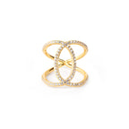 Anillo Cruzado Ascensión - Oro de 18k - Topacio Blanco