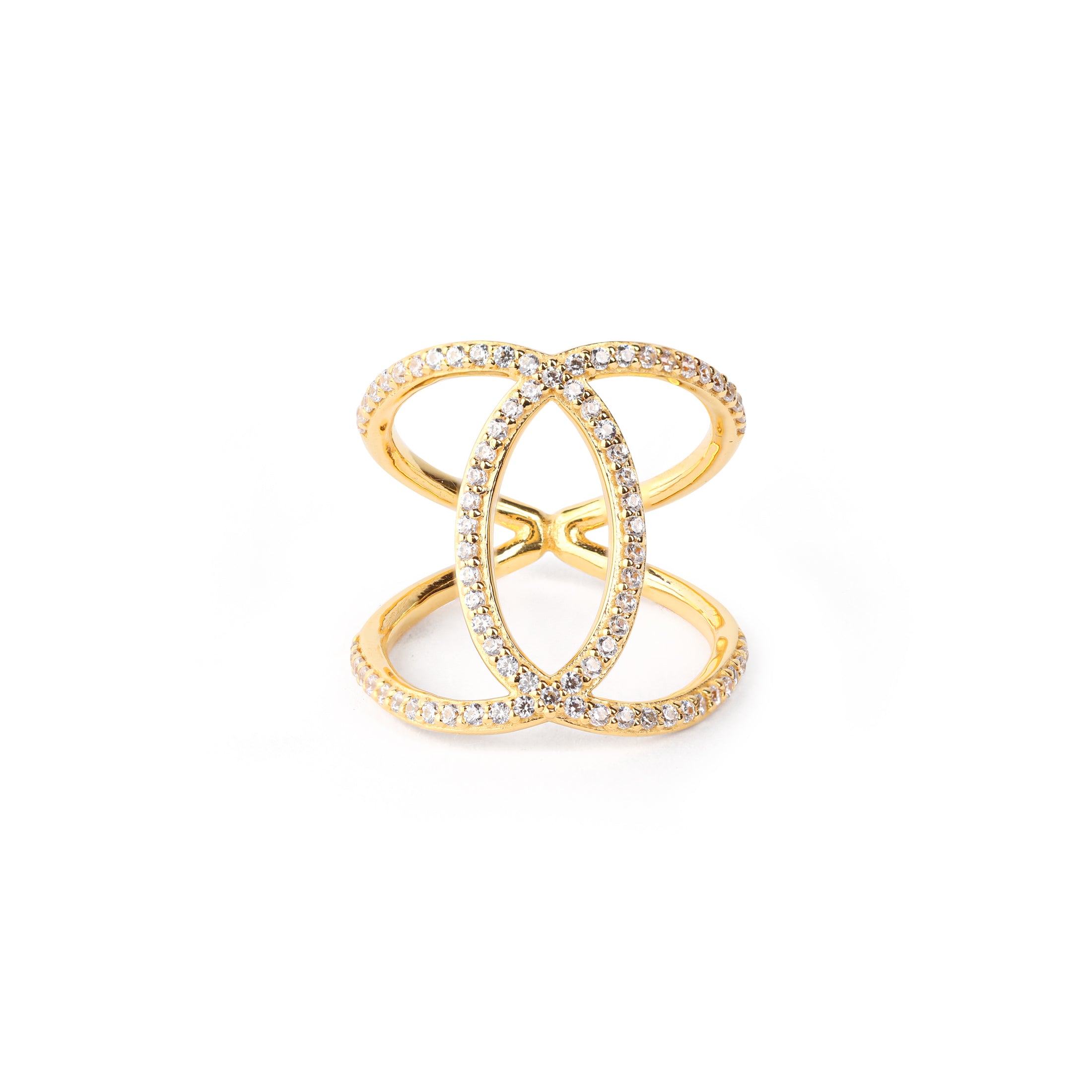 Ascension Criss Cross Ring - 18k Gold - White Topaz