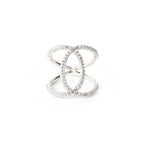 Anillo Entrecruzado Ascensión – Rodio Blanco – Joyería Espiritual de Topacio Blanco