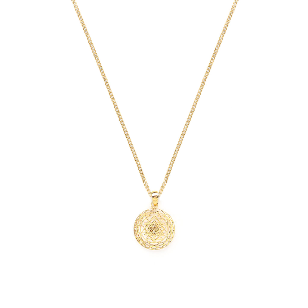 Sri Yantra Supreme Manifestor Necklace – 18K Gold – All Gender Sacred Geometry Jewelry