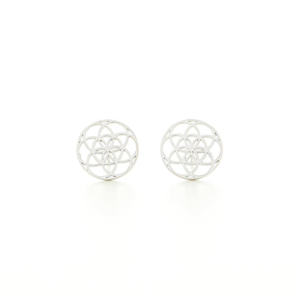 Seed of Life Stud Earrings - 18k Gold