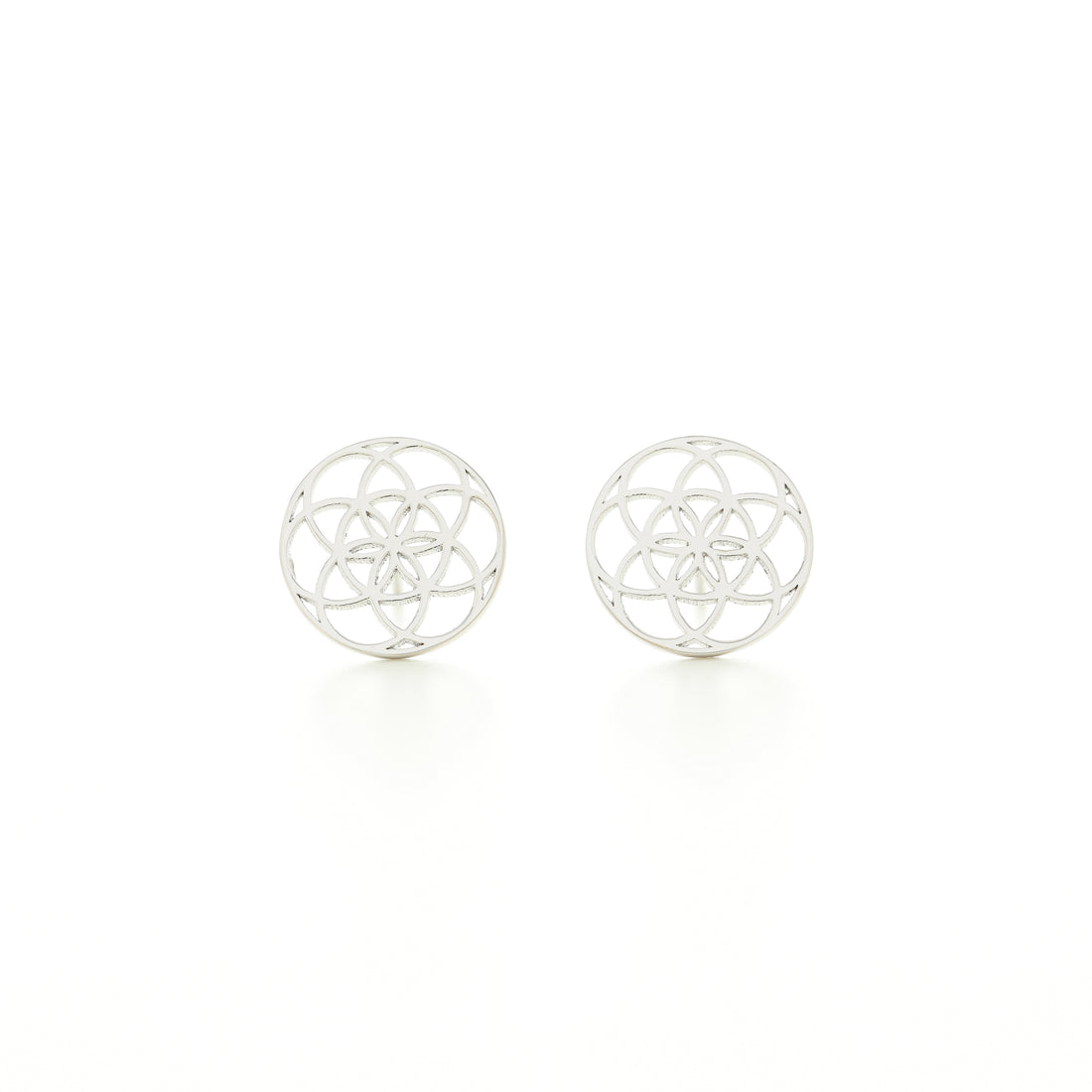 Seed of Life Stud Earrings, 18k Gold