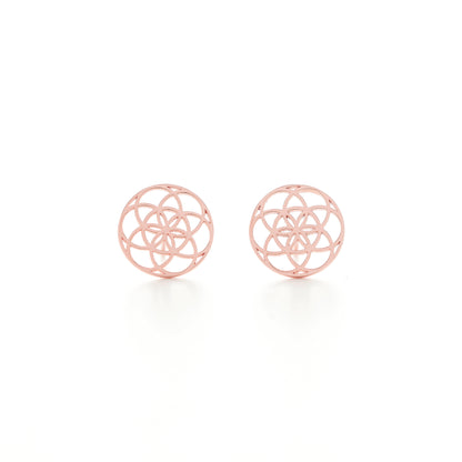 Seed of Life Stud Earrings, 18k Gold