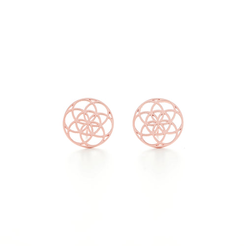 Seed of Life Sterling Stud Earrings - White Rhodium