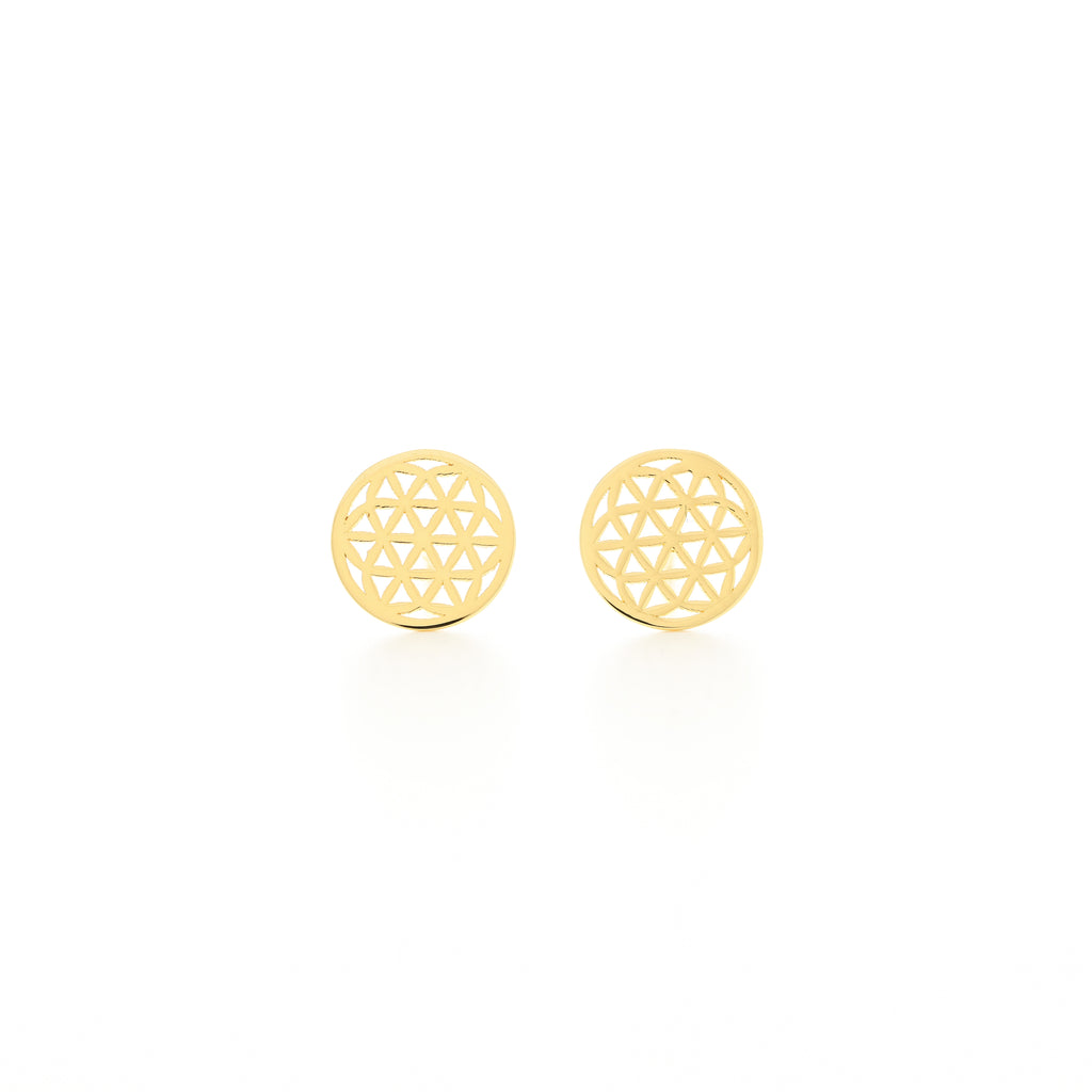 Flower of Life Stud Earrings - 18K Gold