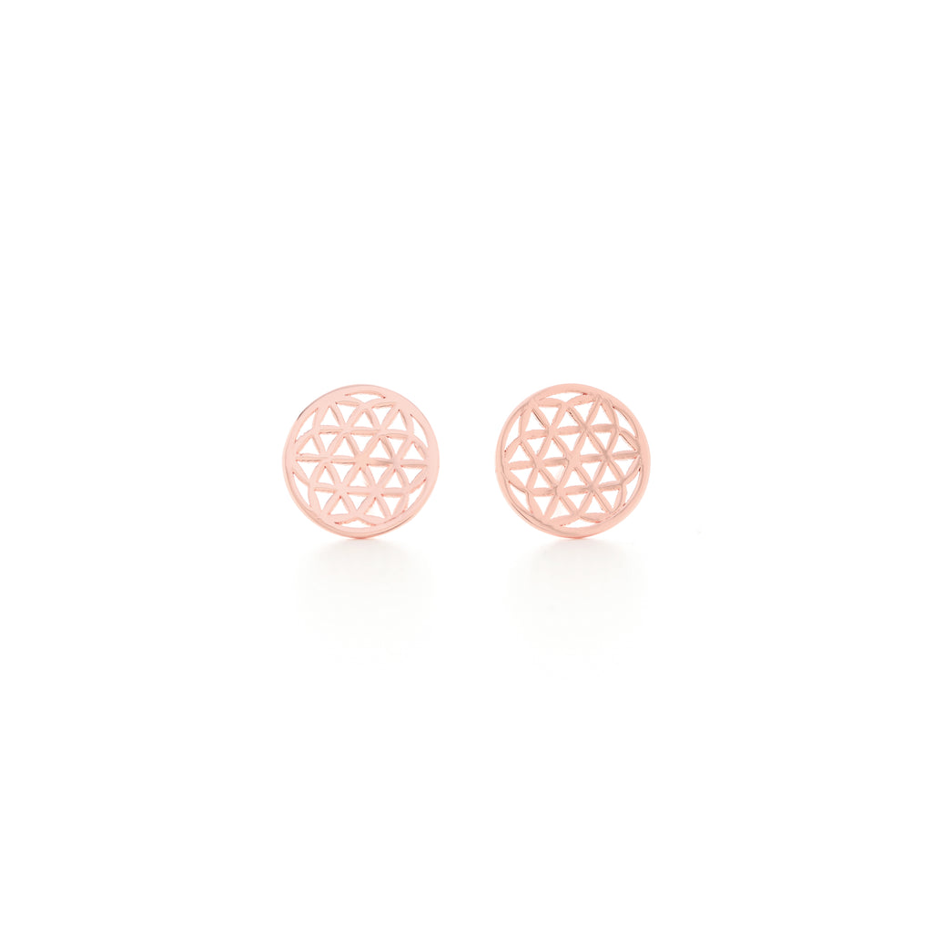 Flower of Life Stud Earrings - Rose Gold
