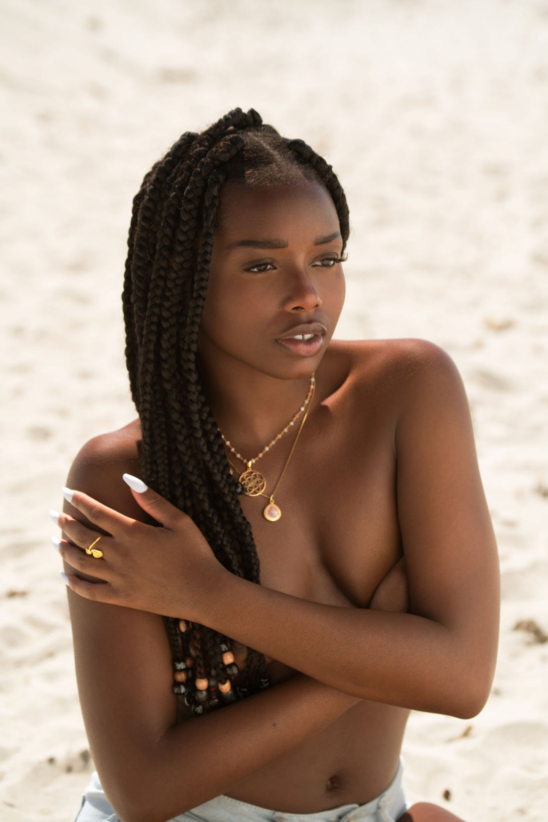 Rose Quartz Compassionate Heart Adjustable Necklace, 18K Gold