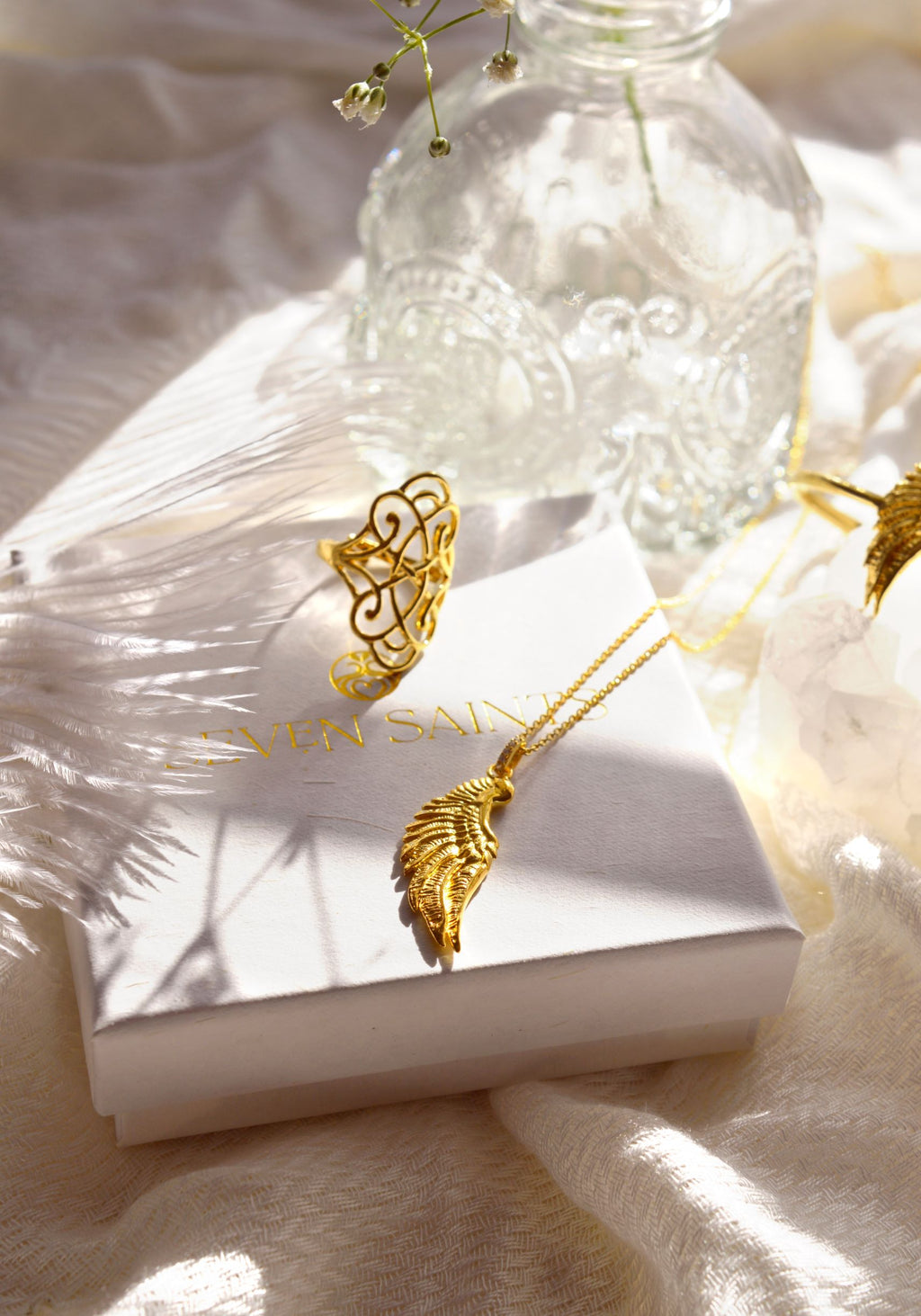 Angel Wing Necklace – White Rhodium Spiritual Jewelry