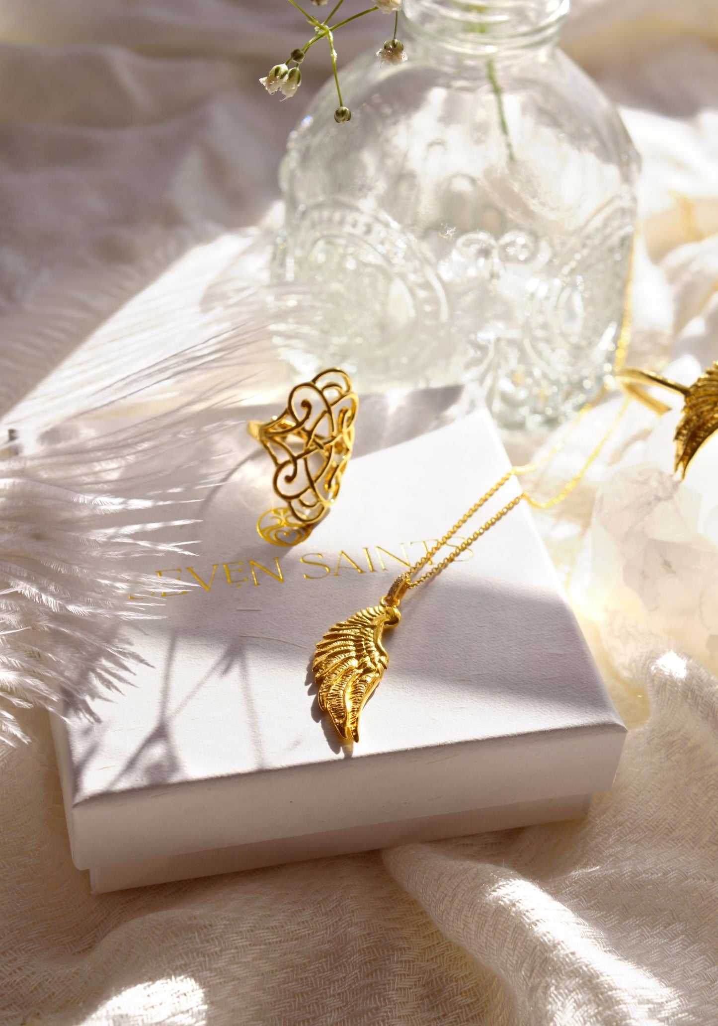 Angel Wing Necklace, White Rhodium