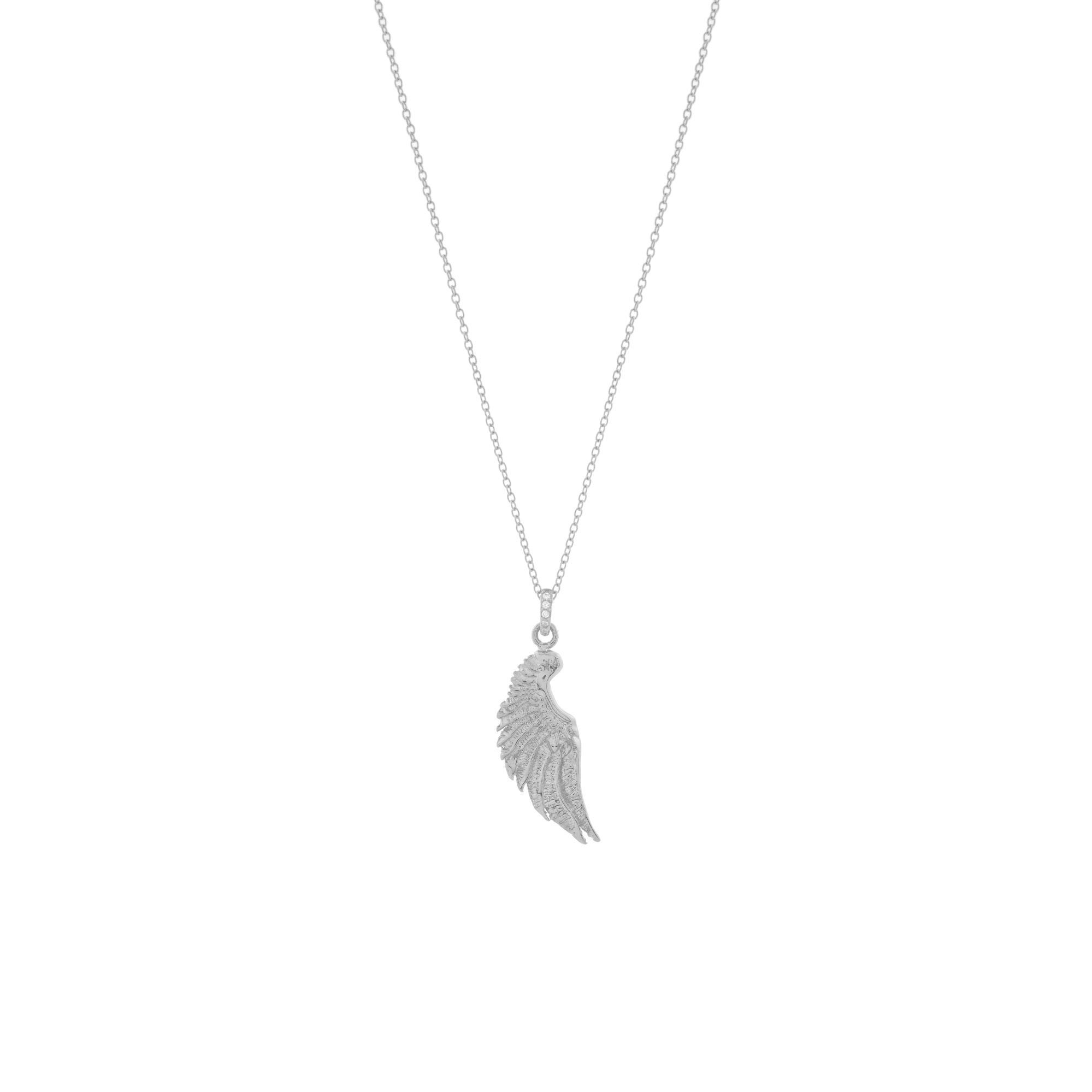 Angel Wing Necklace – White Rhodium Spiritual Jewelry