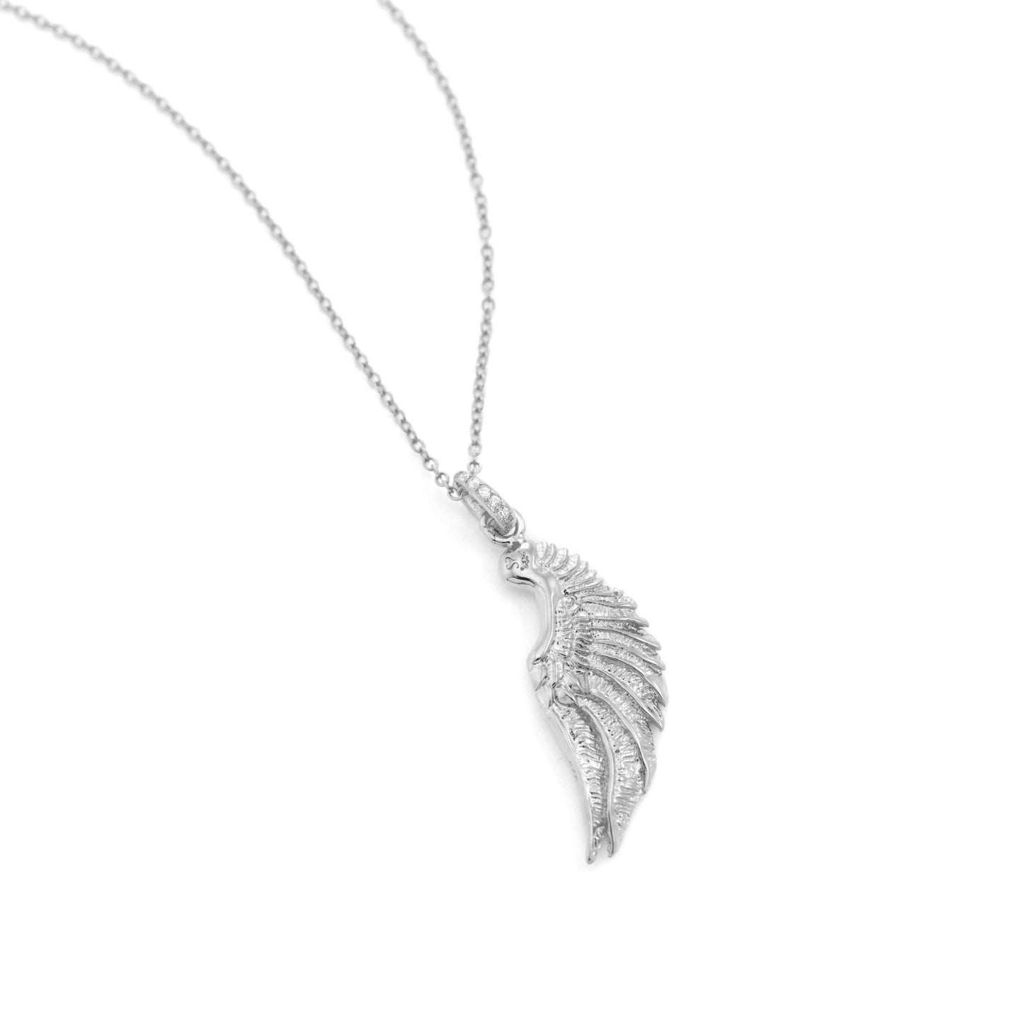 Angel Wing Necklace, White Rhodium