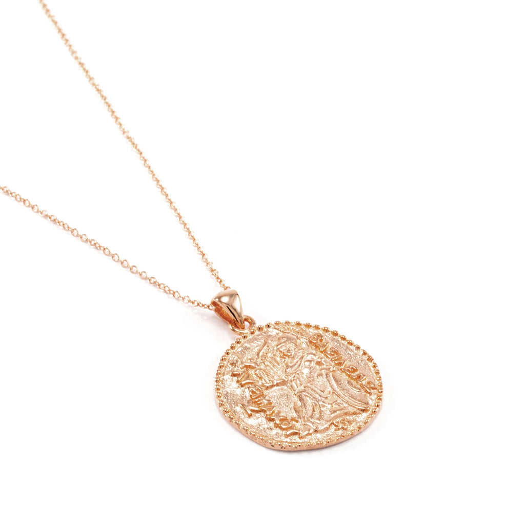 Athena Antique Coin Necklace - Rose Gold Plated