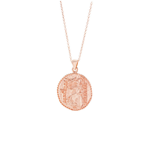Athena Antique Coin Necklace Rose Gold Vermeil