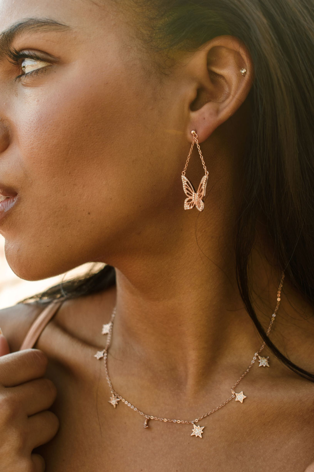 Graceful Spirit Butterfly Earrings, White Rhodium with CZ Diamond Pave