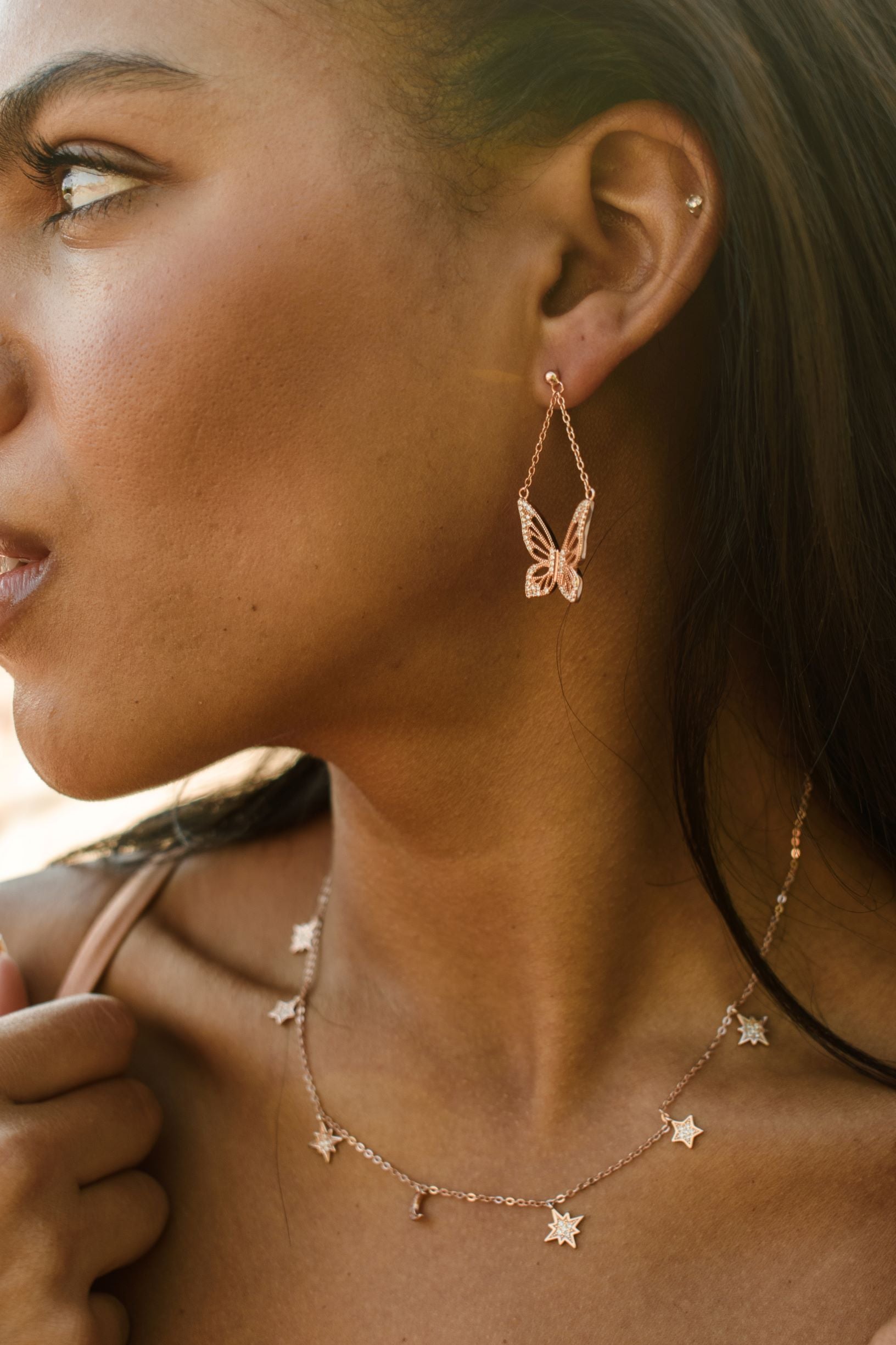 Graceful Spirit Butterfly Earrings – White Rhodium with CZ Diamond Pavé Spiritual Jewelry