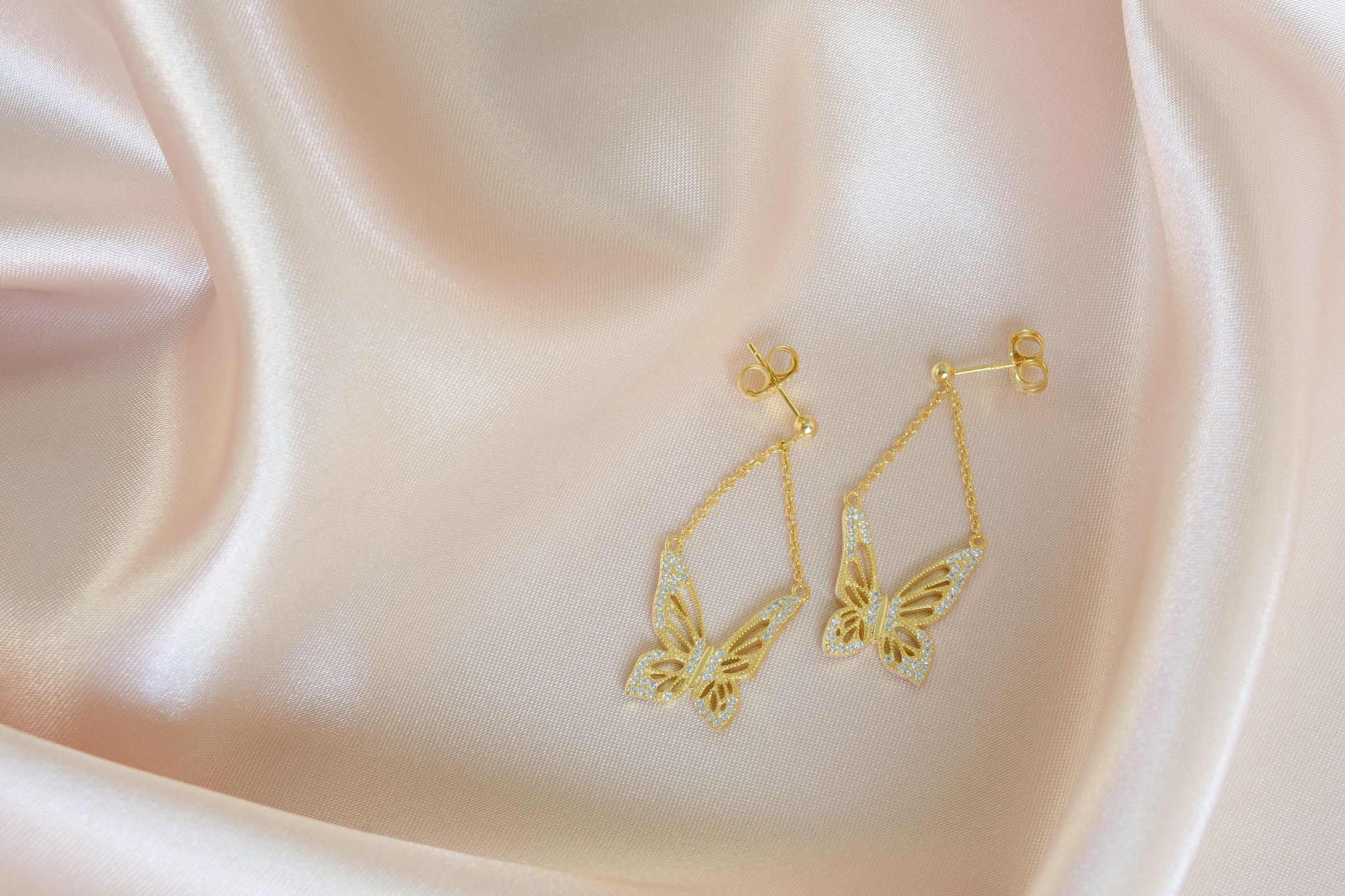 Graceful Spirit Butterfly Earrings – White Rhodium with CZ Diamond Pavé Spiritual Jewelry