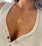 Flower of Life Link Chain Necklace – 18K Gold Over Sterling Silver Spiritual Jewelry
