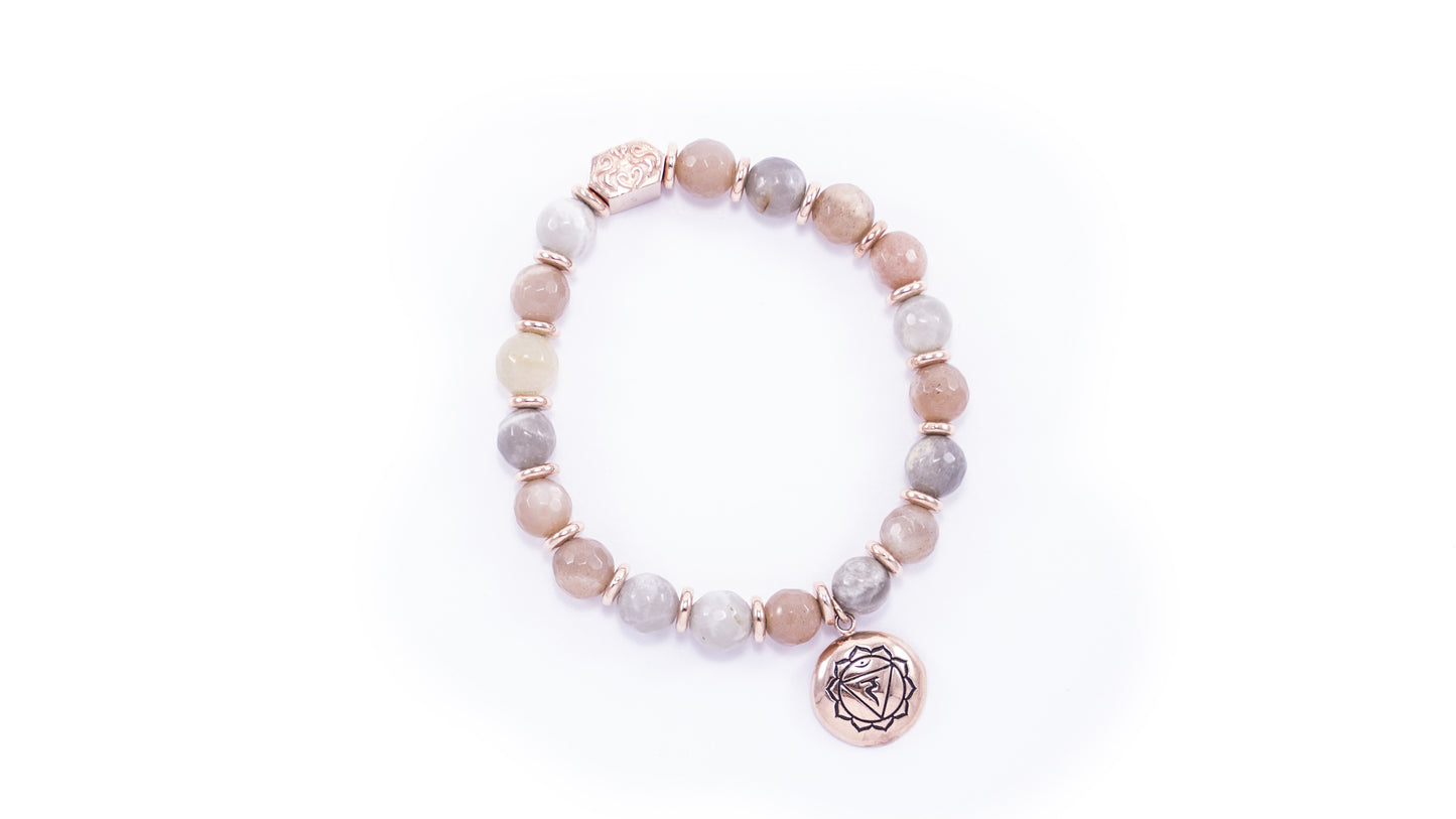 Solar Plexus Chakra Activation Bracelet Sunstone, Rose Gold Finish
