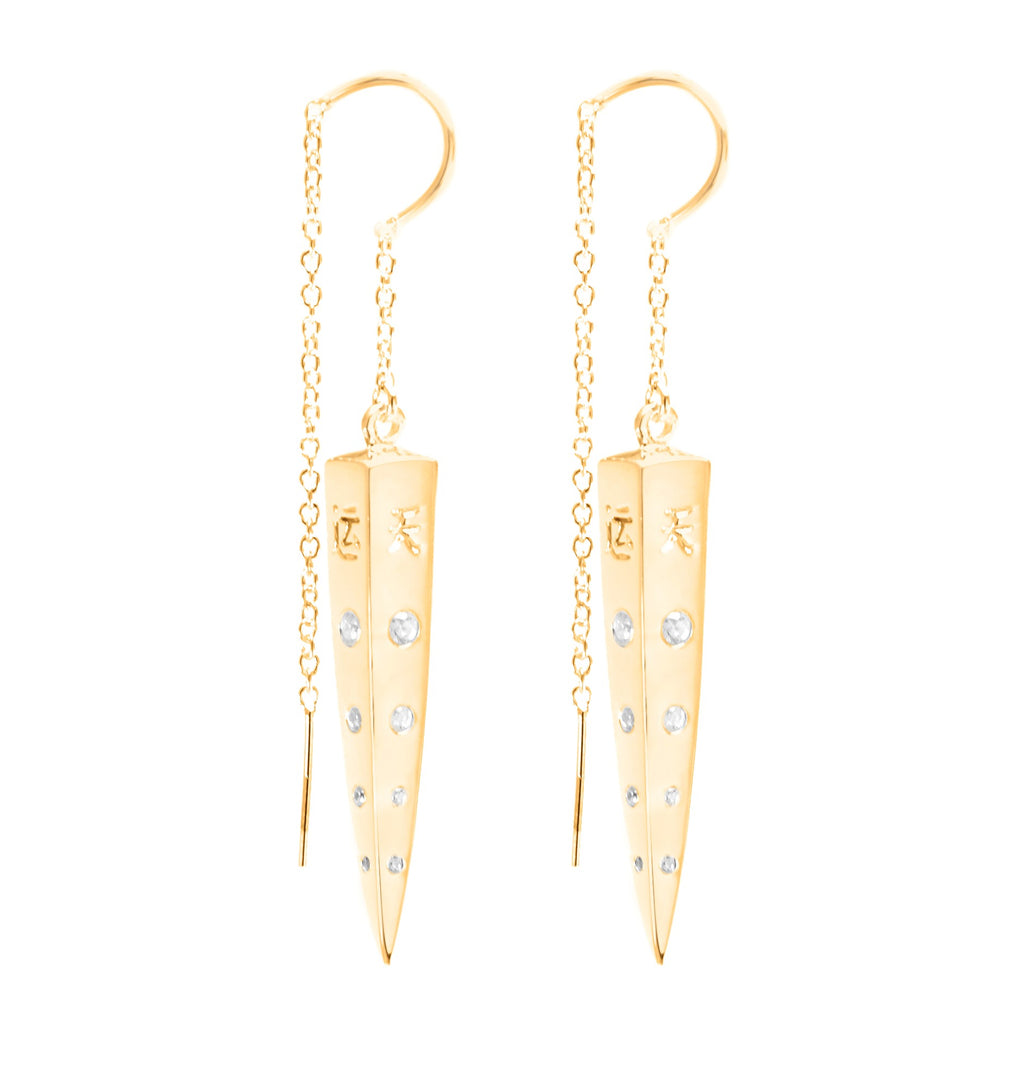 Spike Earrings with Clear Quartz