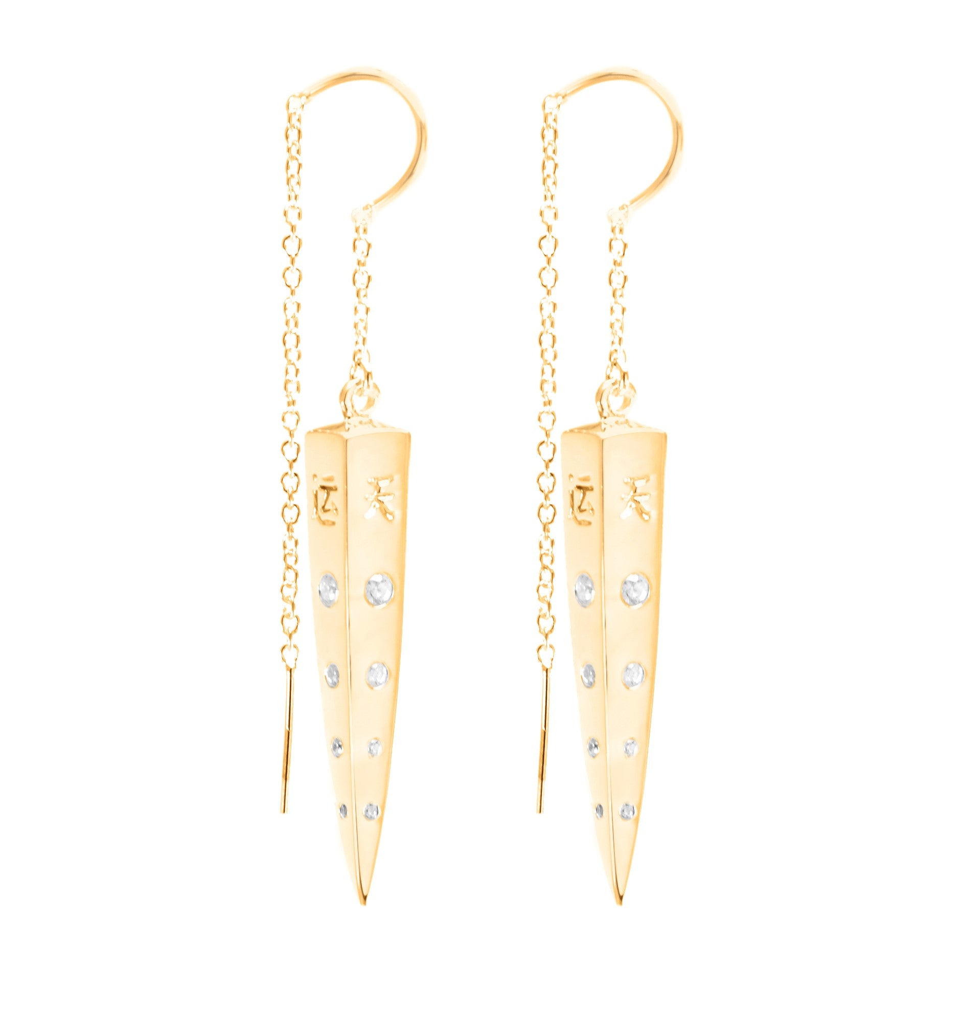 Spike Earrings with Clear Quartz