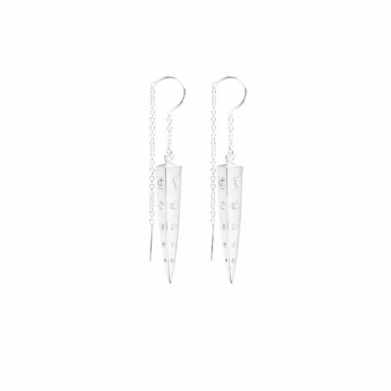 Spike Earrings with Clear Quartz