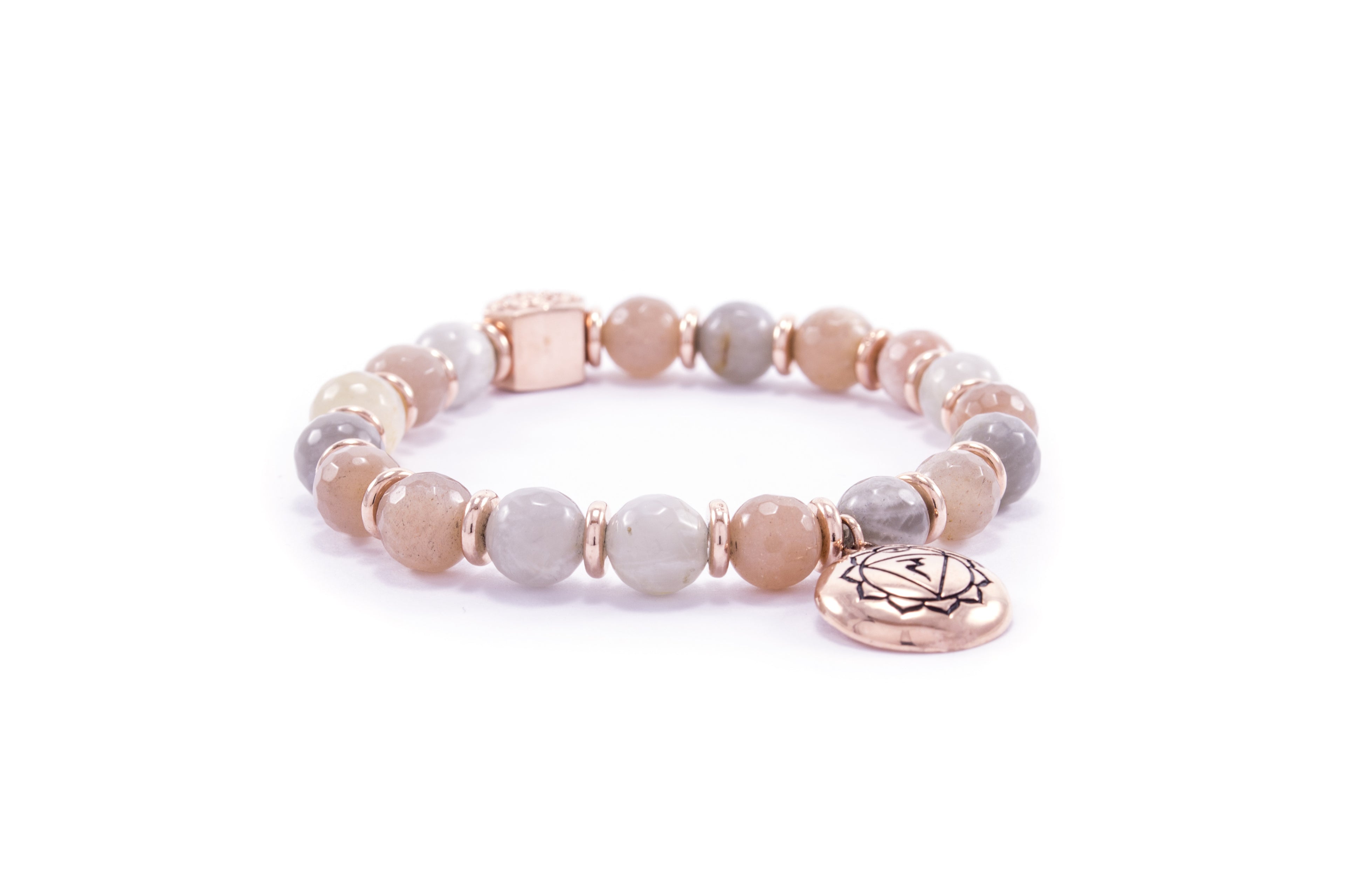 Solar Plexus Chakra Activation Bracelet Sunstone, Rose Gold Finish
