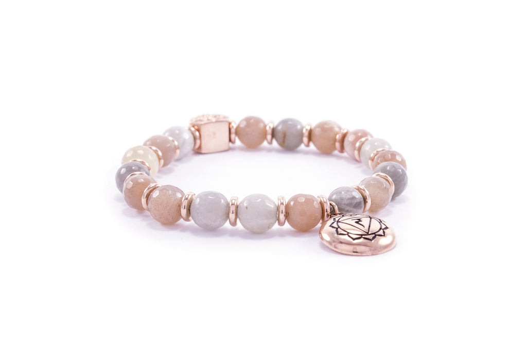 Solar Plexus Chakra Activation Bracelet Sunstone, 18k Gold Finish