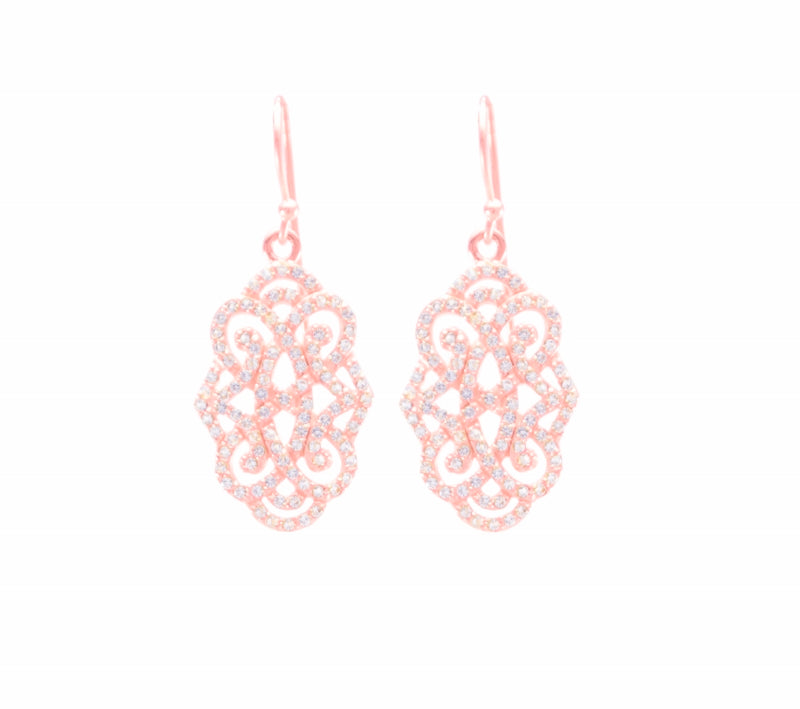 Infinite Love Drop Earrings with White Topaz Pave, Rose Gold